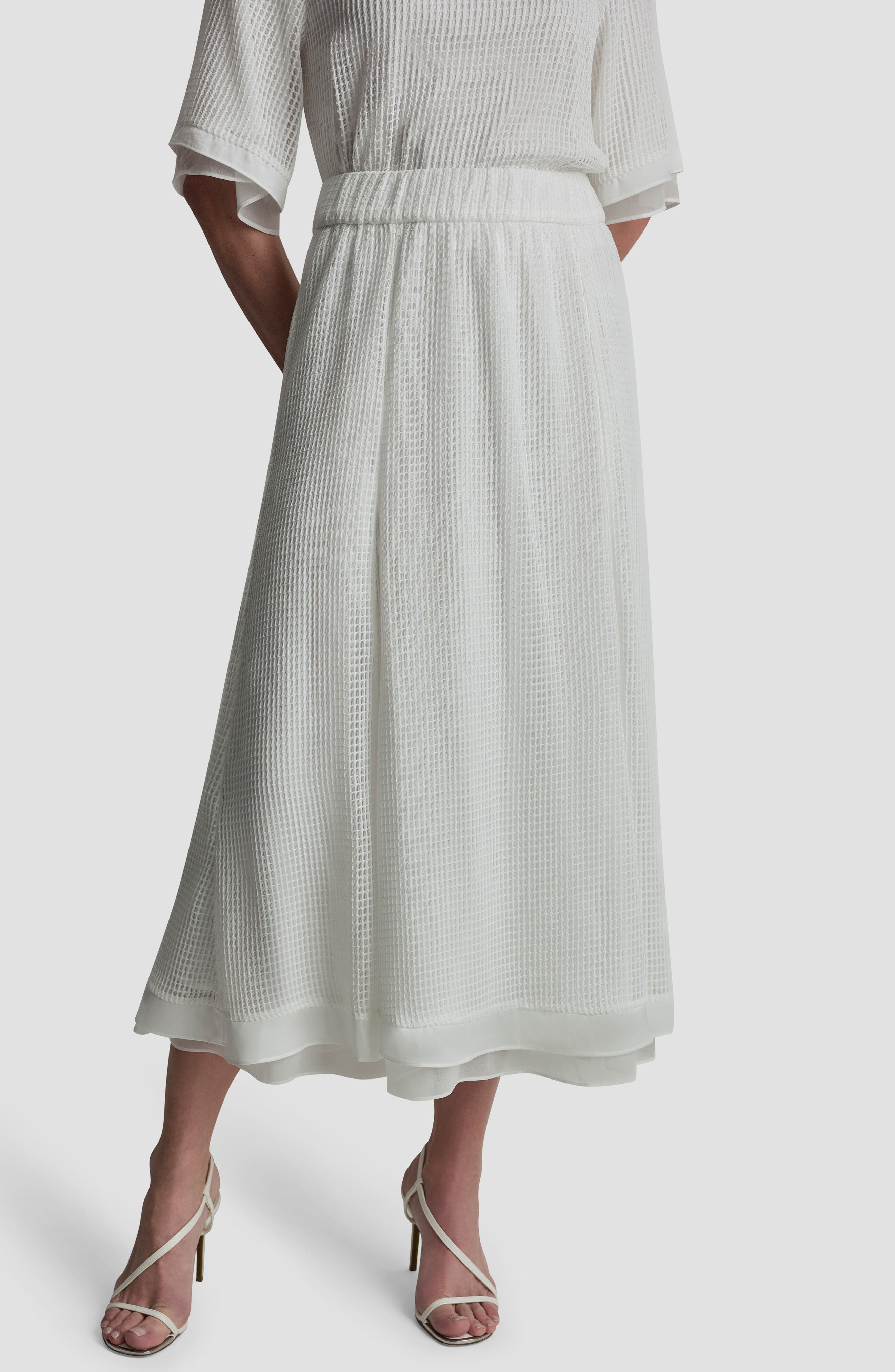 Dkny Windowpane A-line Skirt In Gray