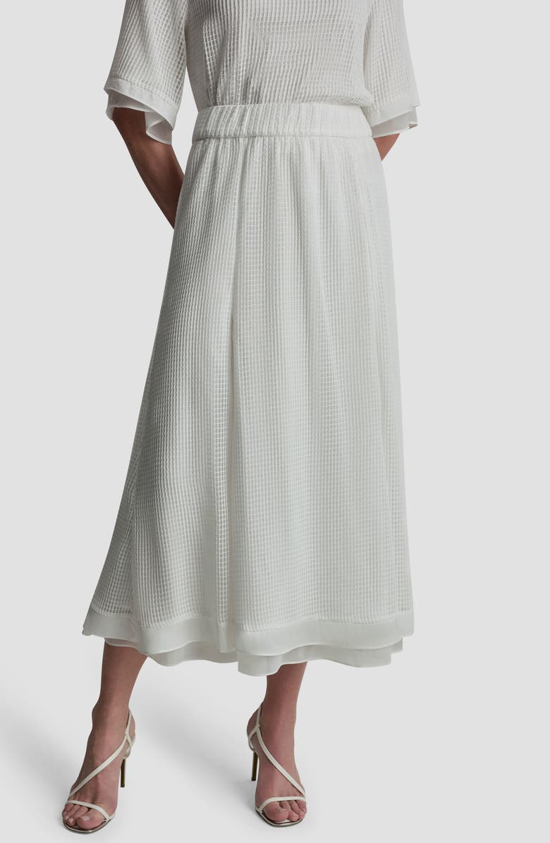 DKNY Windowpane A-Line Skirt, Main, color, Ivory