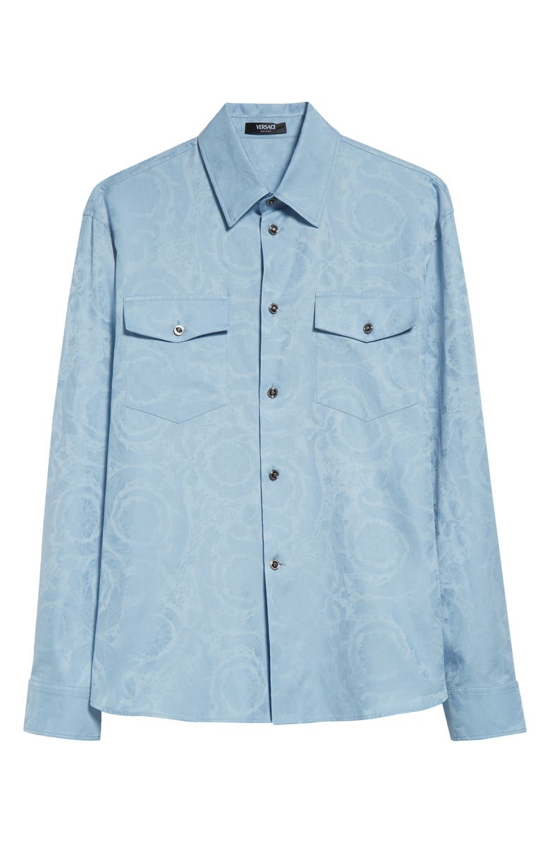 Versace Barocco Jacquard Button-Up Shirt, Alternate, color, 