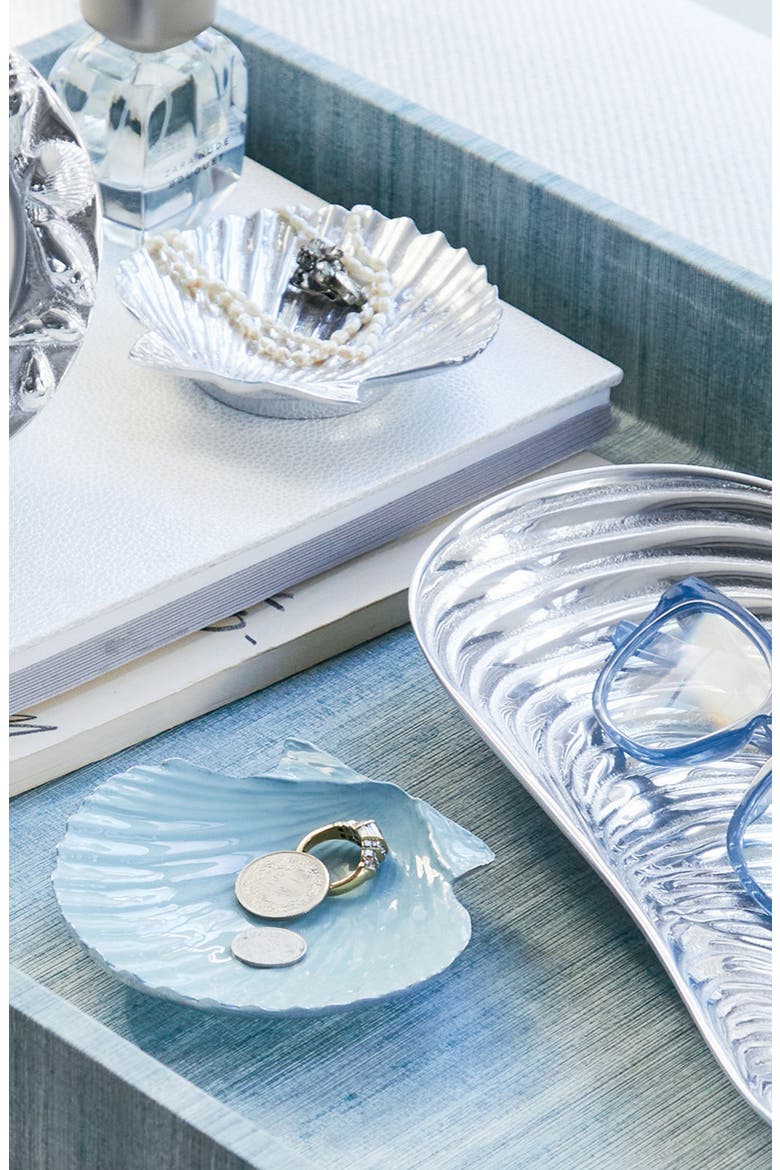 Dusty Blue Scallop Trinket Dish, Alternate, color, BLUE