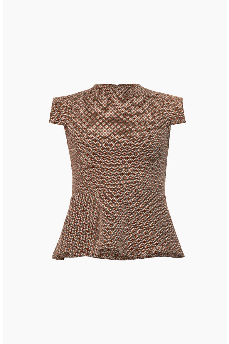Geometric Peplum Blouse, Alternate, color, Brown