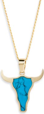 Established Mini Steer Inlay Pendant Necklace
