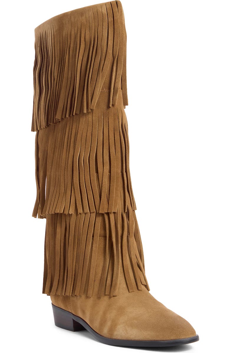 Steve Madden Spur Fringe Boot, Main, color, Taupe Suede