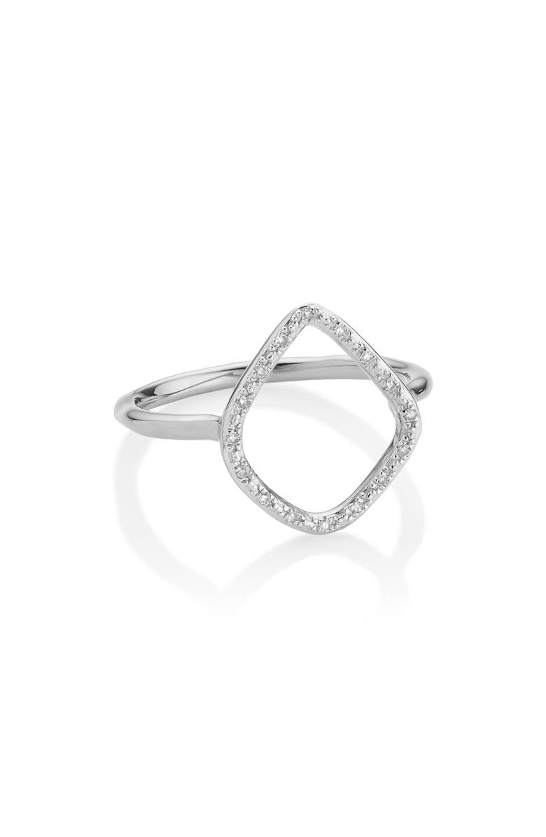 Monica Vinader Riva Diamond Hoop Ring, Main, color, Silver