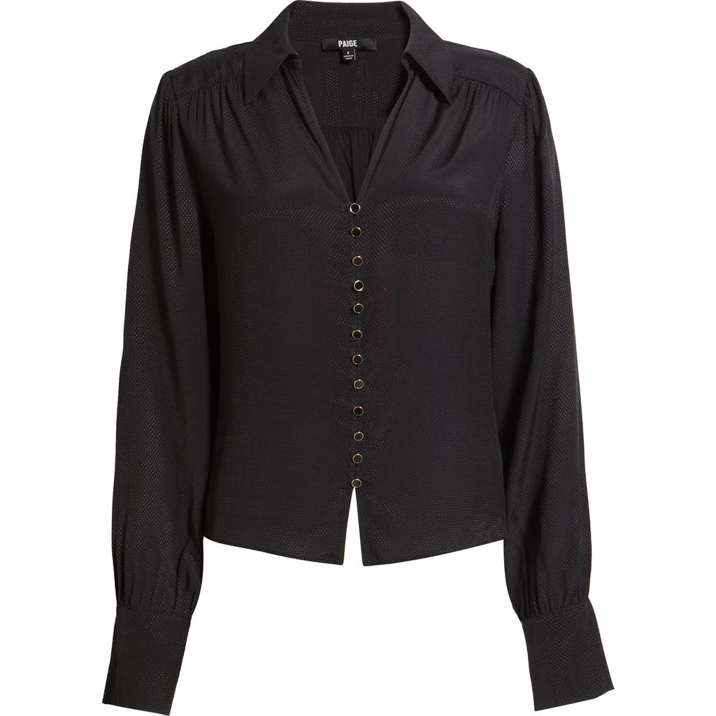 Paige Camu Jacquard Button-up Shirt In Black