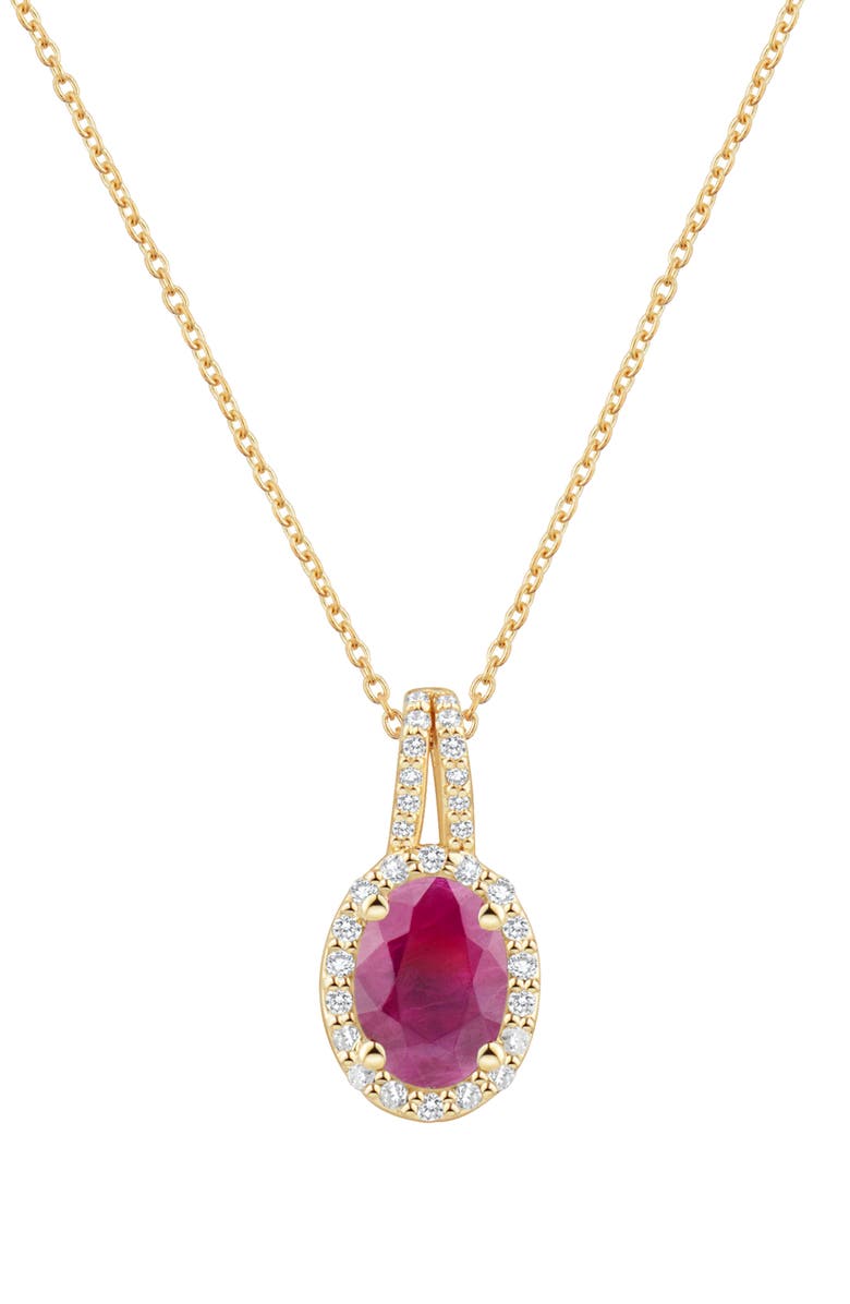 Frankie & Zoe Ruby & Diamond Pendant Necklace, Main, color, Yellow Gold