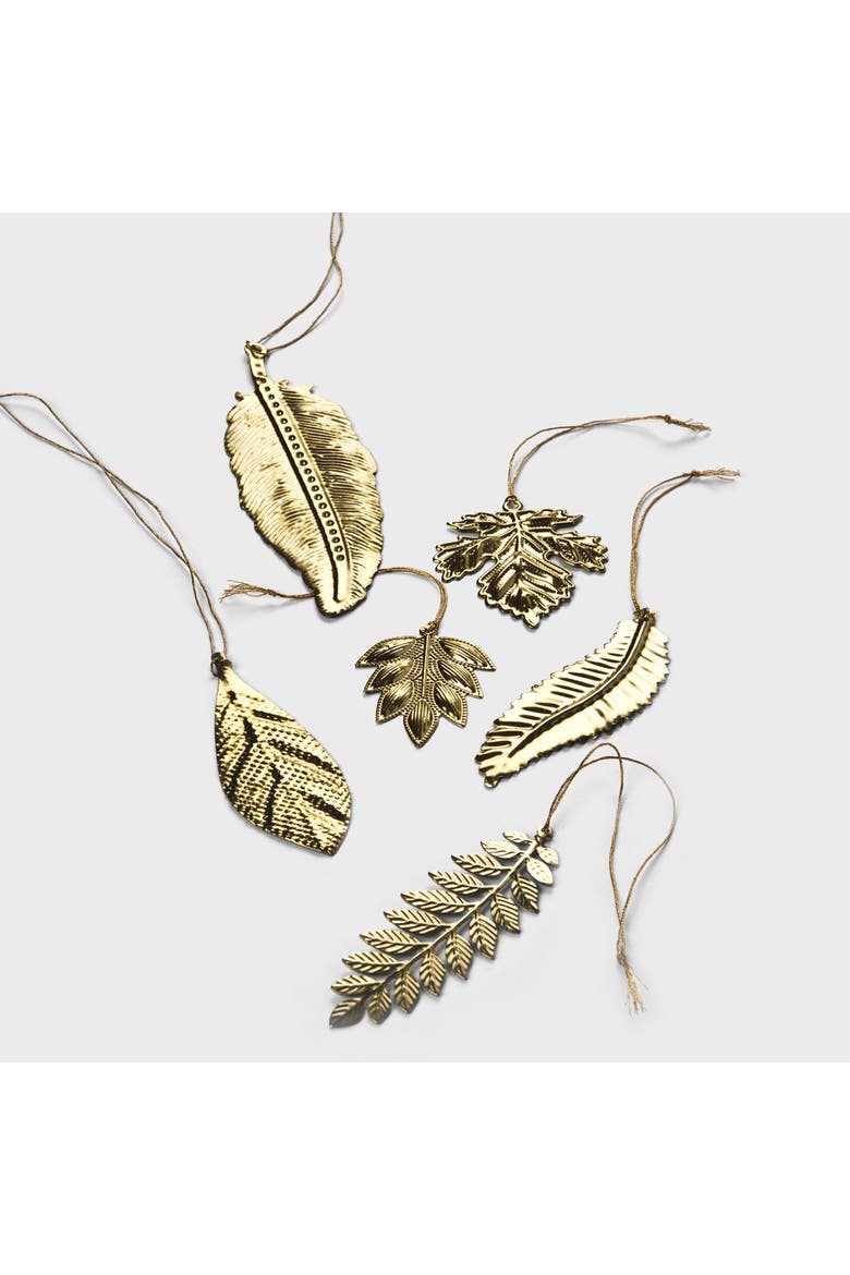 Eternal Leaves Brass Ornaments Set, Main, color, Metallic Gold