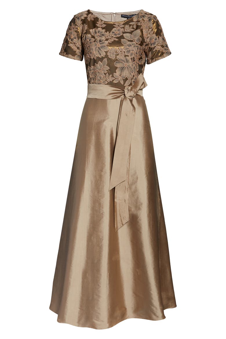 Beaded Taffeta Gown, Alternate, color, GOLD