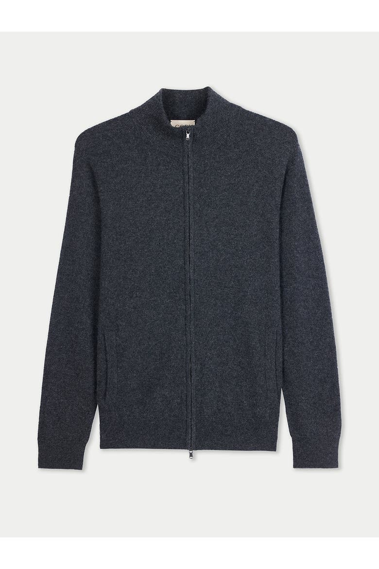 Timeless Full-Zip Cashmere Cardigan, Main, color, charcoal