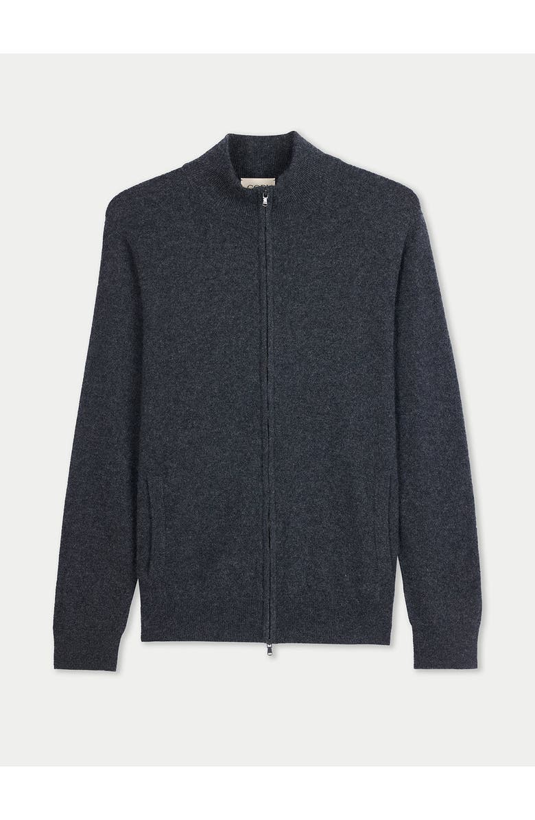 Gobi Cashmere Timeless Full-Zip Cashmere Cardigan, Main, color, Charcoal
