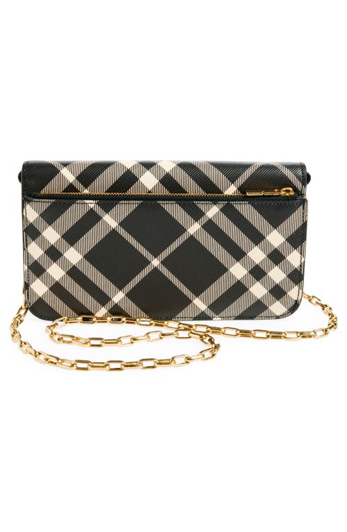 Burberry Check Canvas Wallet On Chain In Black/calico