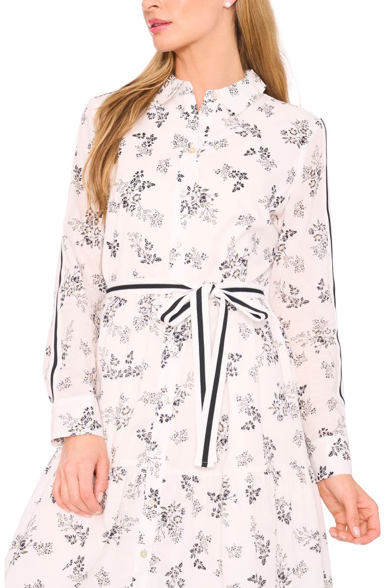 Floral Long Sleeve Cotton Maxi Shirtdress, Alternate, color, NEW IVORY