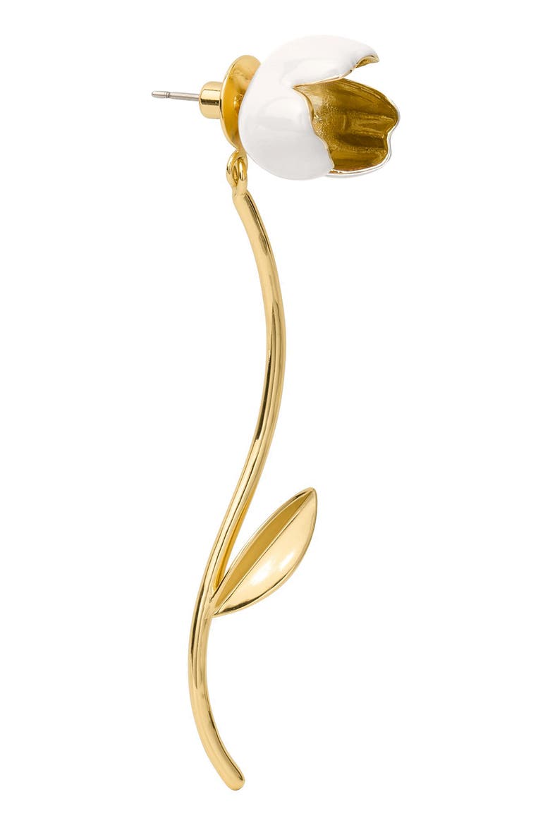floral statement drop earrings, Alternate, color, WHITE.