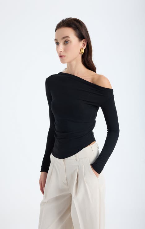 Aura One Shoulder Draped Top