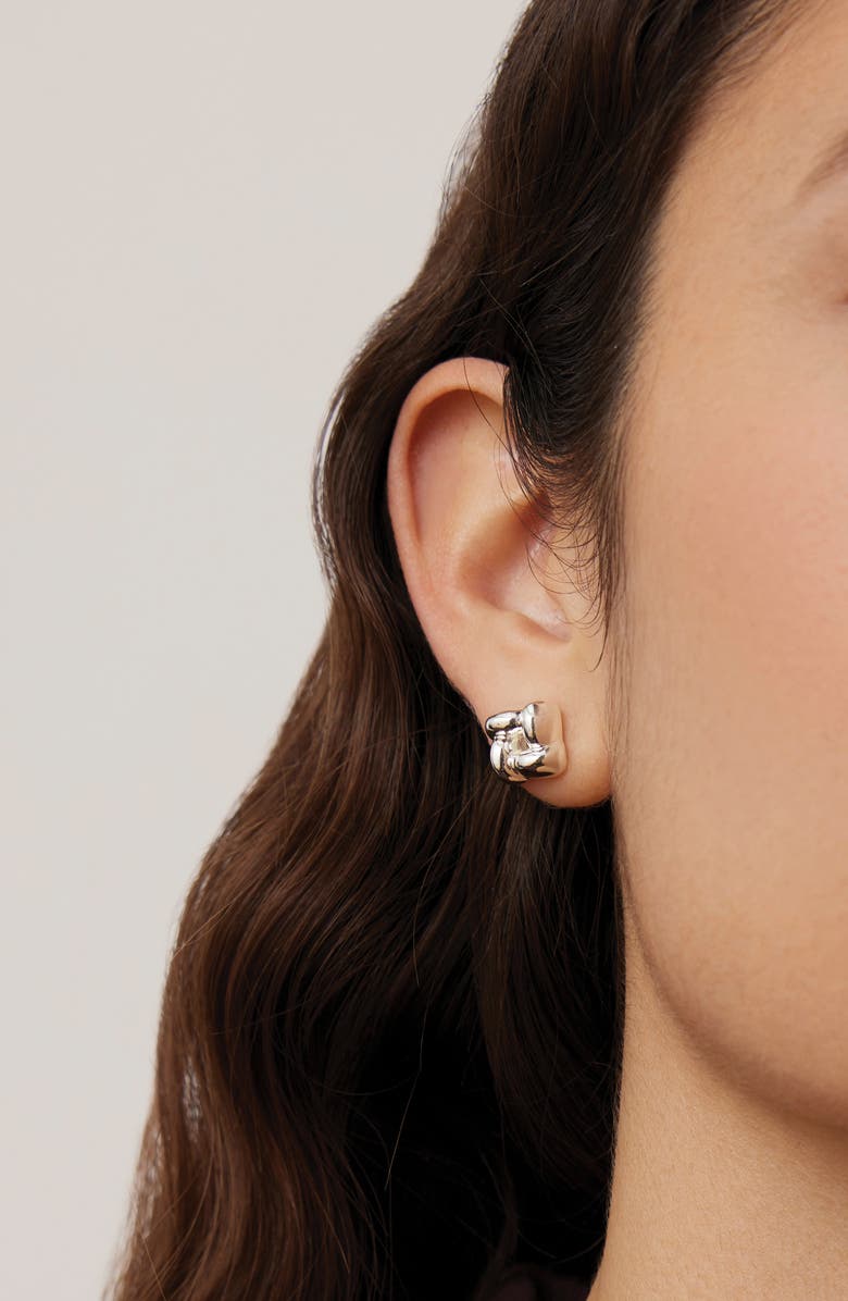 JENNY BIRD Mini Woven Square Earrings, Alternate, color, High Polish Silver