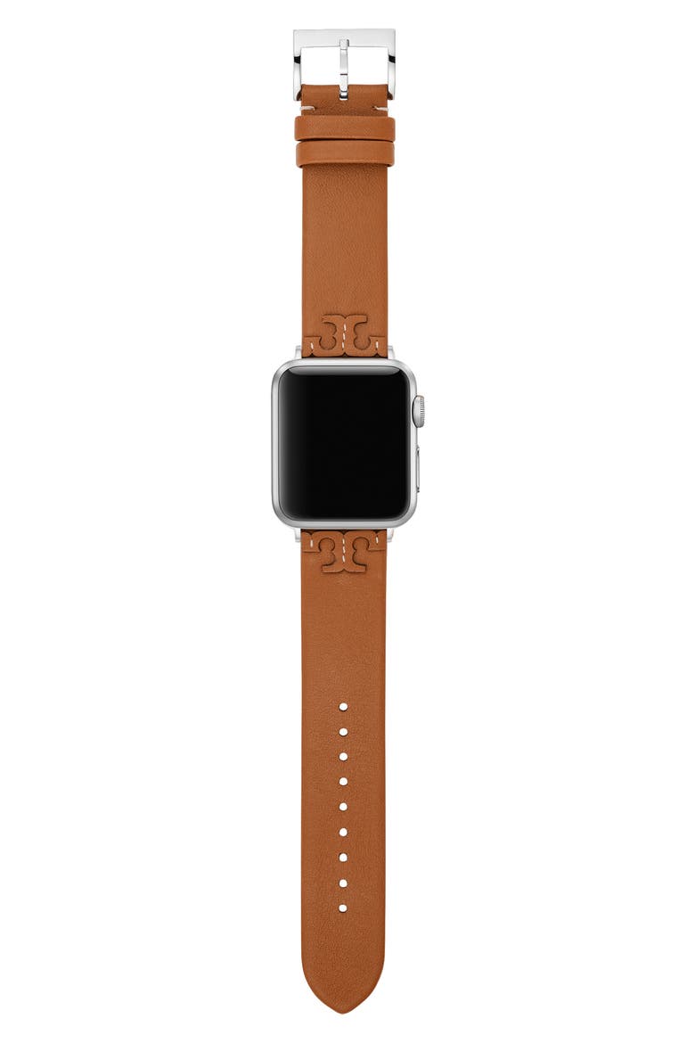 McGraw Leather Apple Watch® Watchband, Alternate, color, BROWN