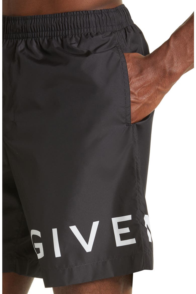 Logo Swim Trunks, Alternate, color, BLACK/ WHITE