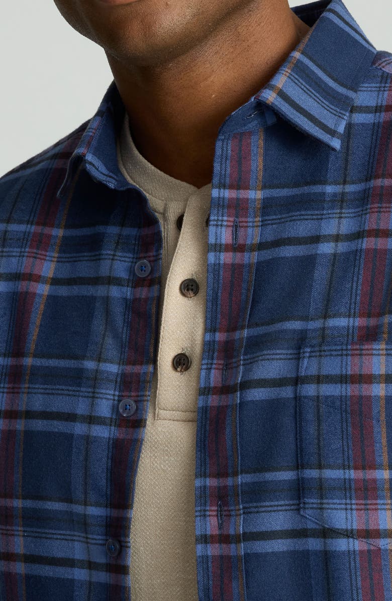 UNTUCKit Blanchard Plaid Performance Flannel Button-Up Shirt, Alternate, color, Navy