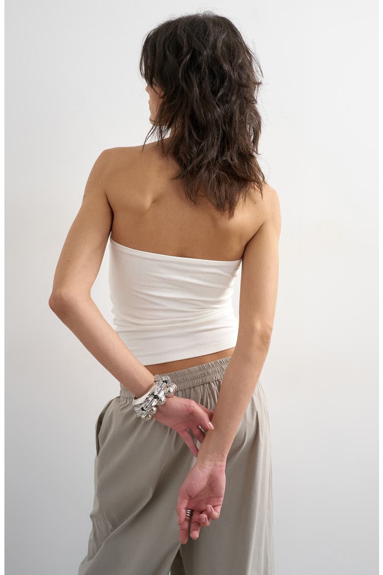 Stretch Cotton Tube Top, Alternate, color, WHITE