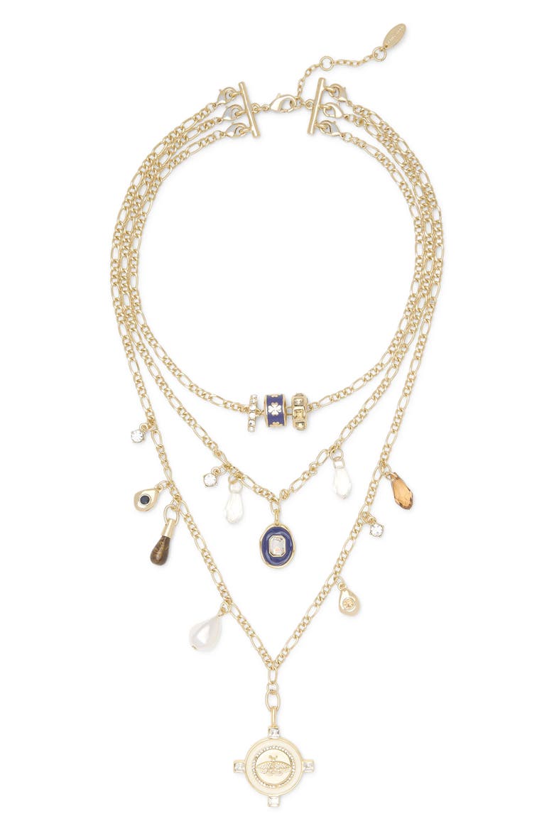 Aria Layered Charm Necklace, Main, color, GOLD