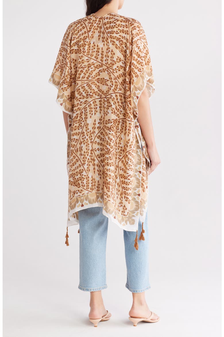 Abstract Print Ruana, Alternate, color, BEIGE