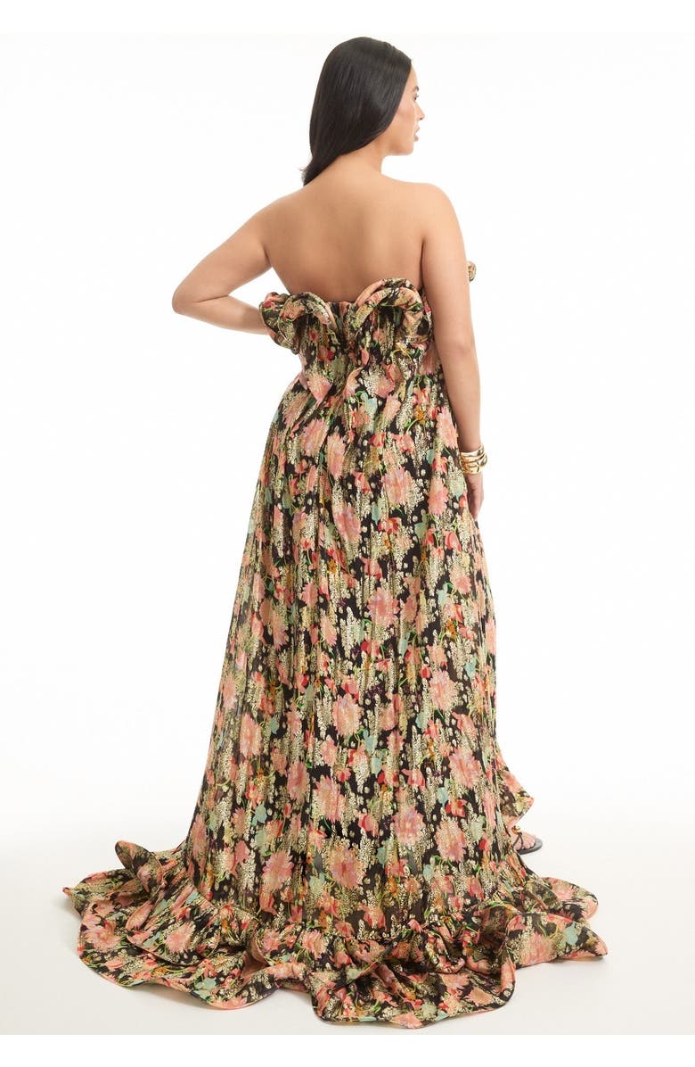 June + Vie Ruffled Metallic Maxi Dress, Alternate, color, Black Textured Wallflower