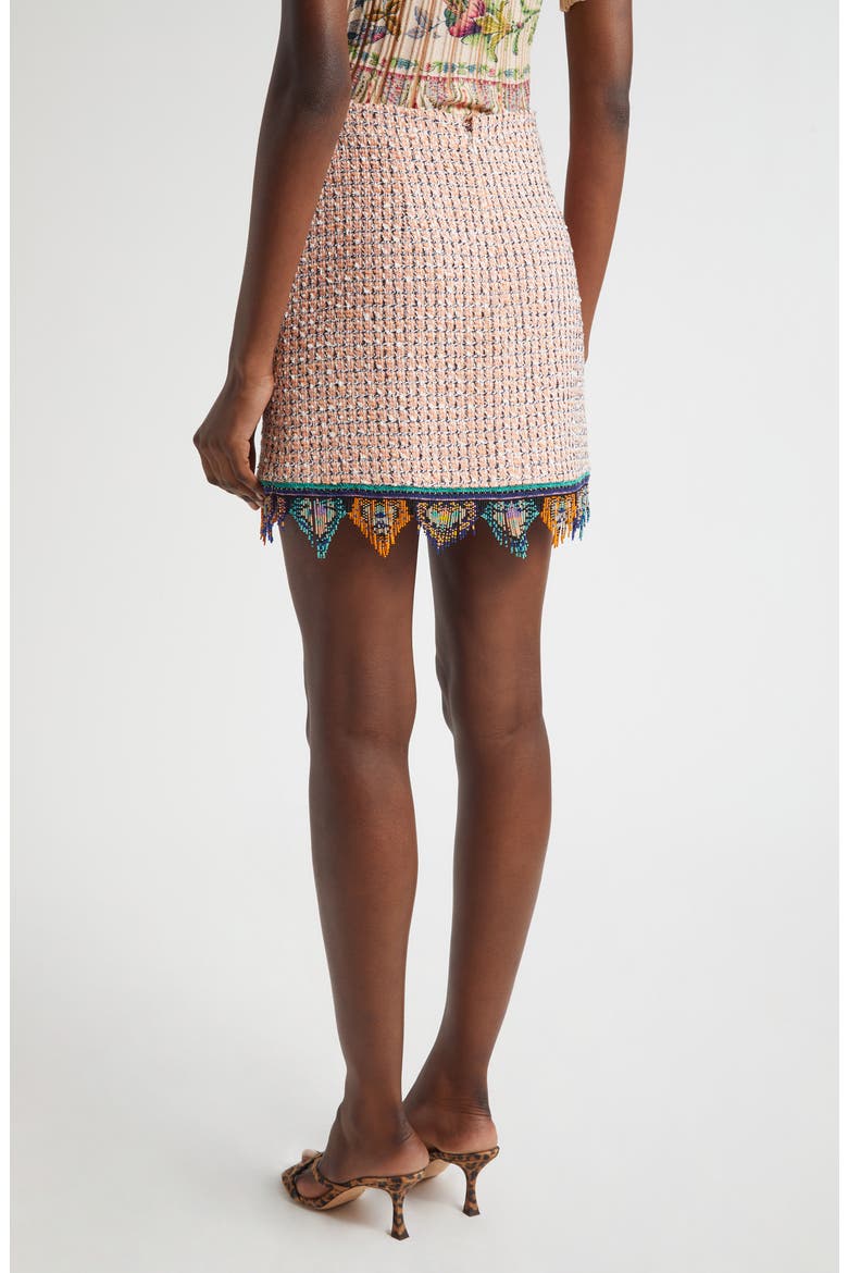 Bead Fringe Tweed Miniskirt, Alternate, color, MULTICOLOR ORANGE BASE