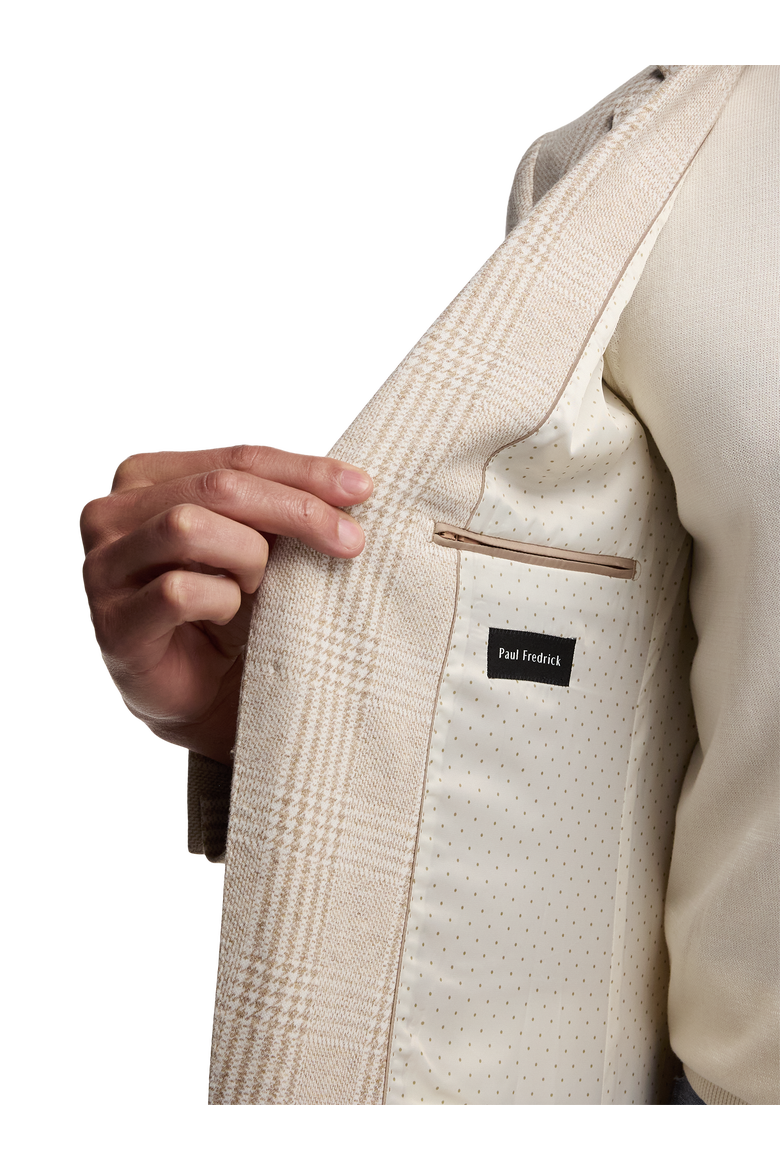 Cotton Blend Plaid Single Breasted Notch Lapel Knit Sport Coat, Alternate, color, Tan