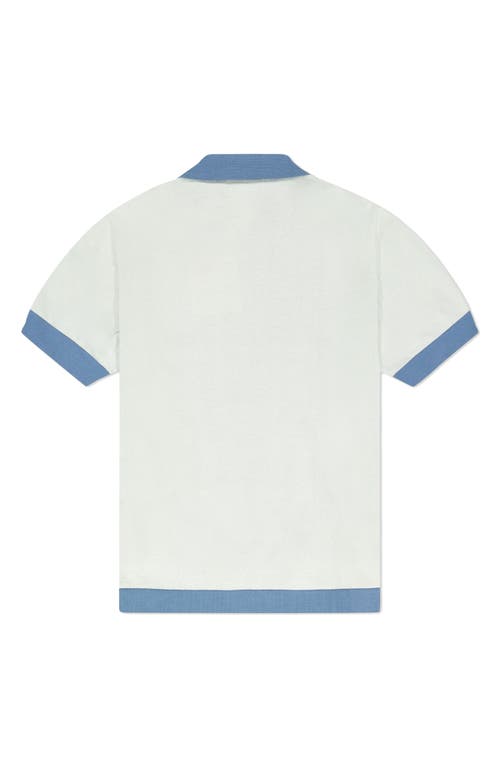 Wesc Short Sleeve Cotton Button-down Sweater In Blue