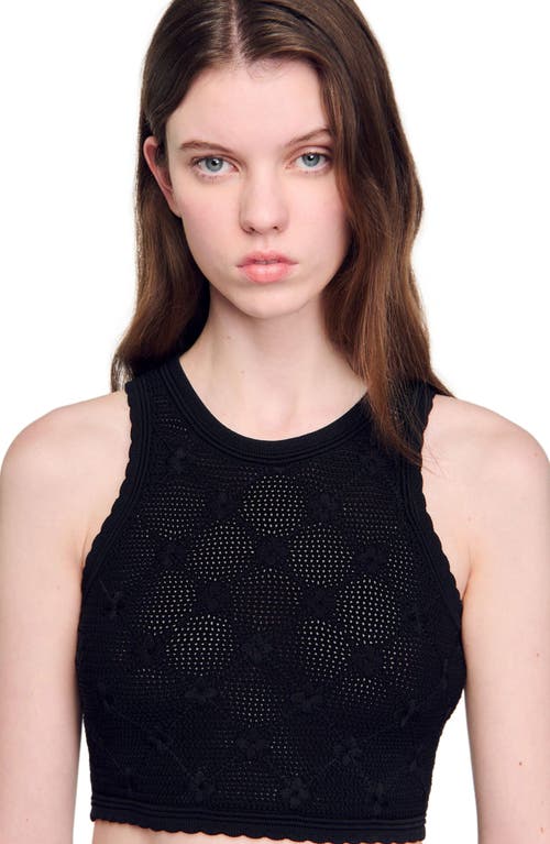Sandro Alerio Floral Knit Tank Top In Black