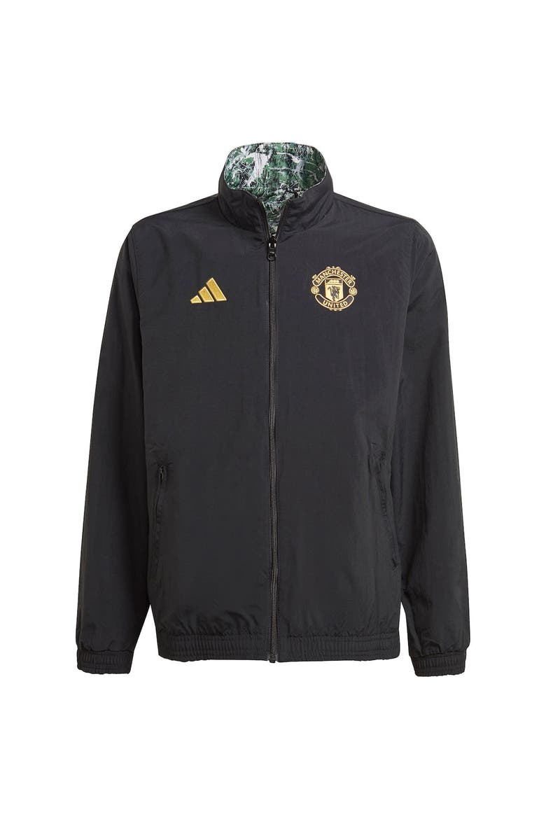 Youth adidas Originals Black Manchester United x Stone Roses 2023/24 Reversible Anthem Full-Zip Jacket, Alternate, color, Black