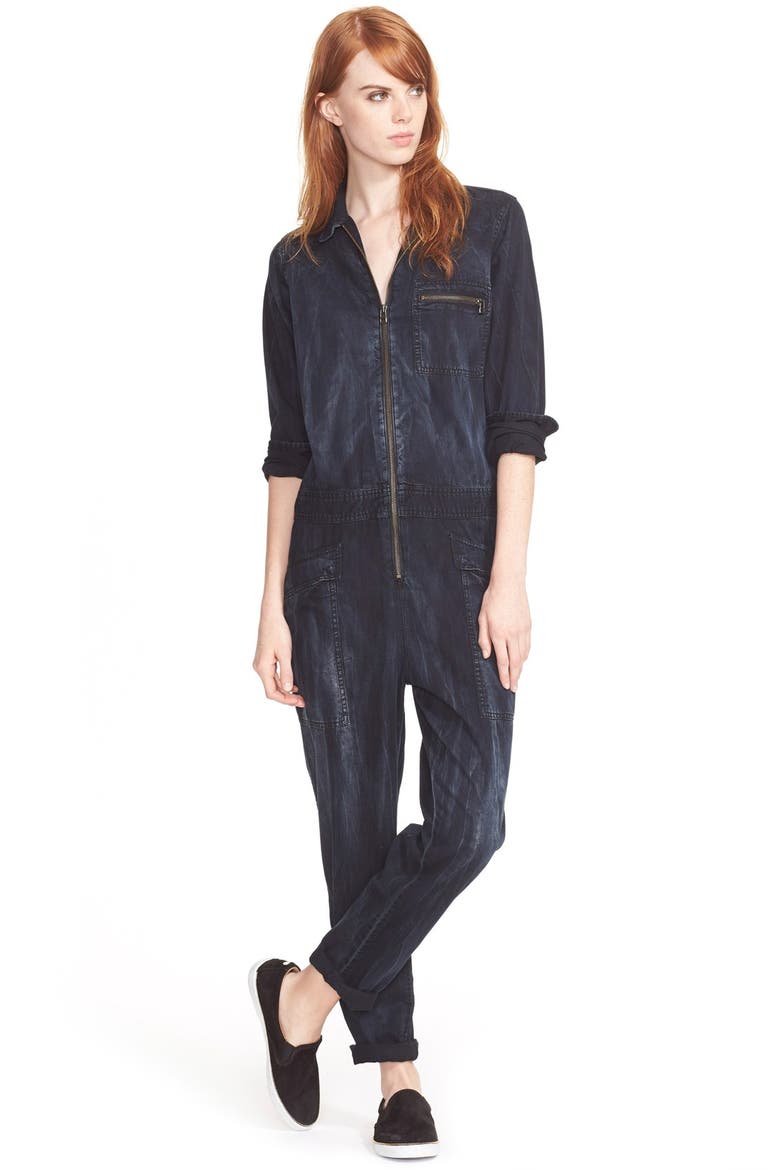 'The Zip Rosie' Denim Jumpsuit, Main, color, ASPHALT