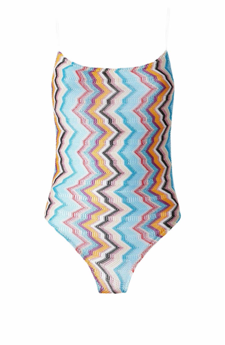 Missoni Sporty One-piece Swimsuit With Zig Zag Pattern, Alternate, color, Multicoloured