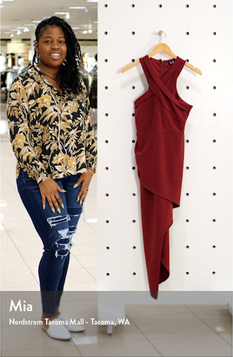 Guess Again Halter Neck Asymmetrical Midi Dress, sales video thumbnail