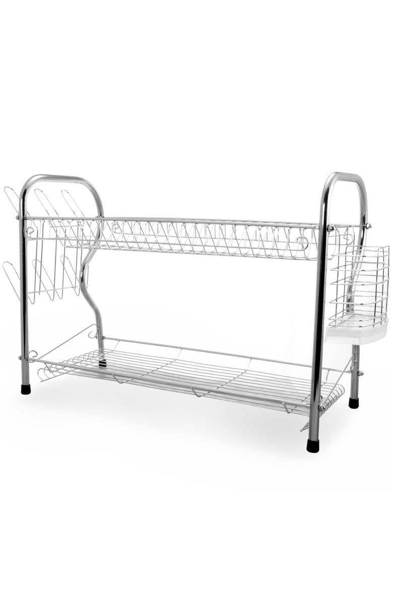 16-inch 2 Level Dish Rack, Alternate, color, Silver