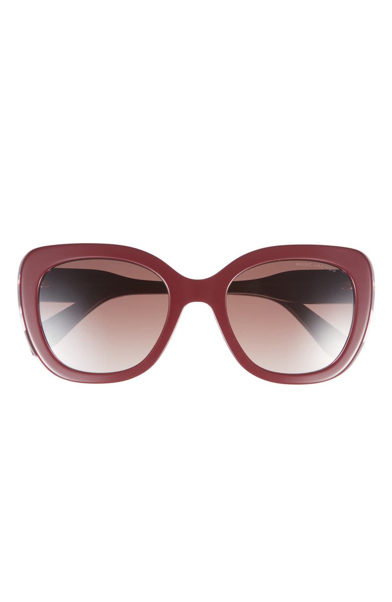 Marc Jacobs 53mm Gradient Cat Eye Sunglasses, Main, color, Burgundy/ Brown Sf