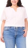 Vince Camuto Embroidered Flutter Sleeve Top