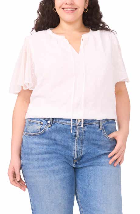 Embroidered Flutter Sleeve Top