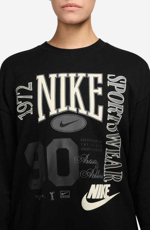 Nike Sportswear Street Crewneck Graphic Sweatshirt In Black/sail