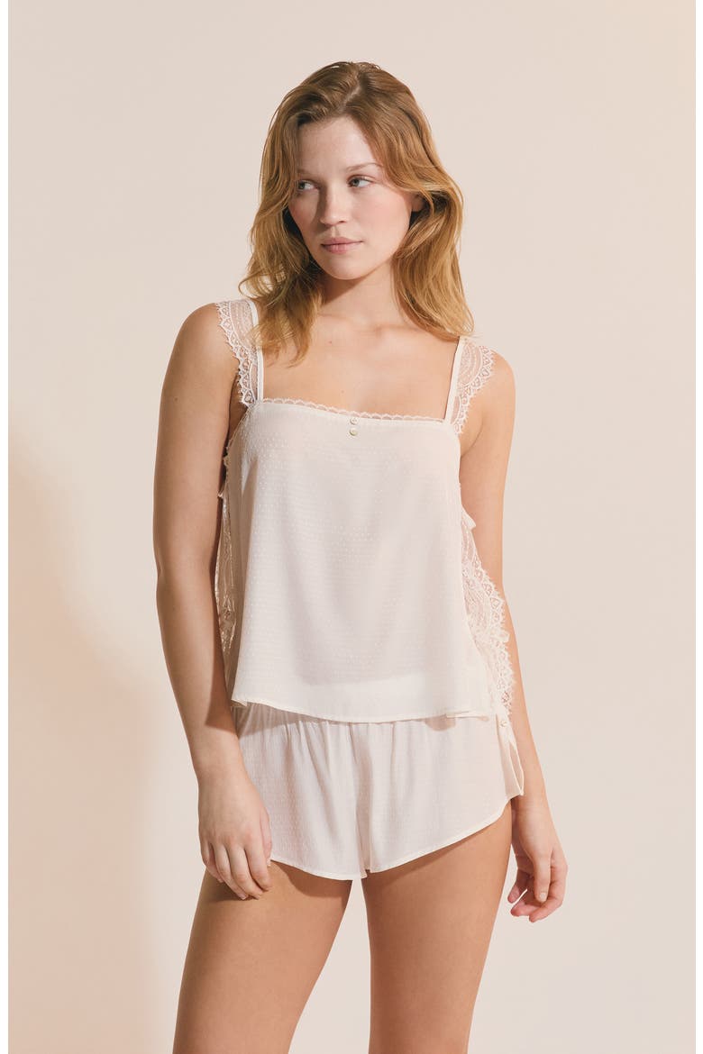 Poudree Swiss Dot Pajama Shorts, Alternate, color, ECRU