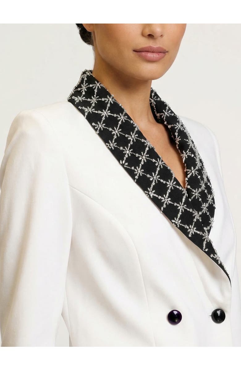 RACHEL Rachel Roy Johnny Beaded Lapel Mini Dress, Alternate, color, Ivory Black