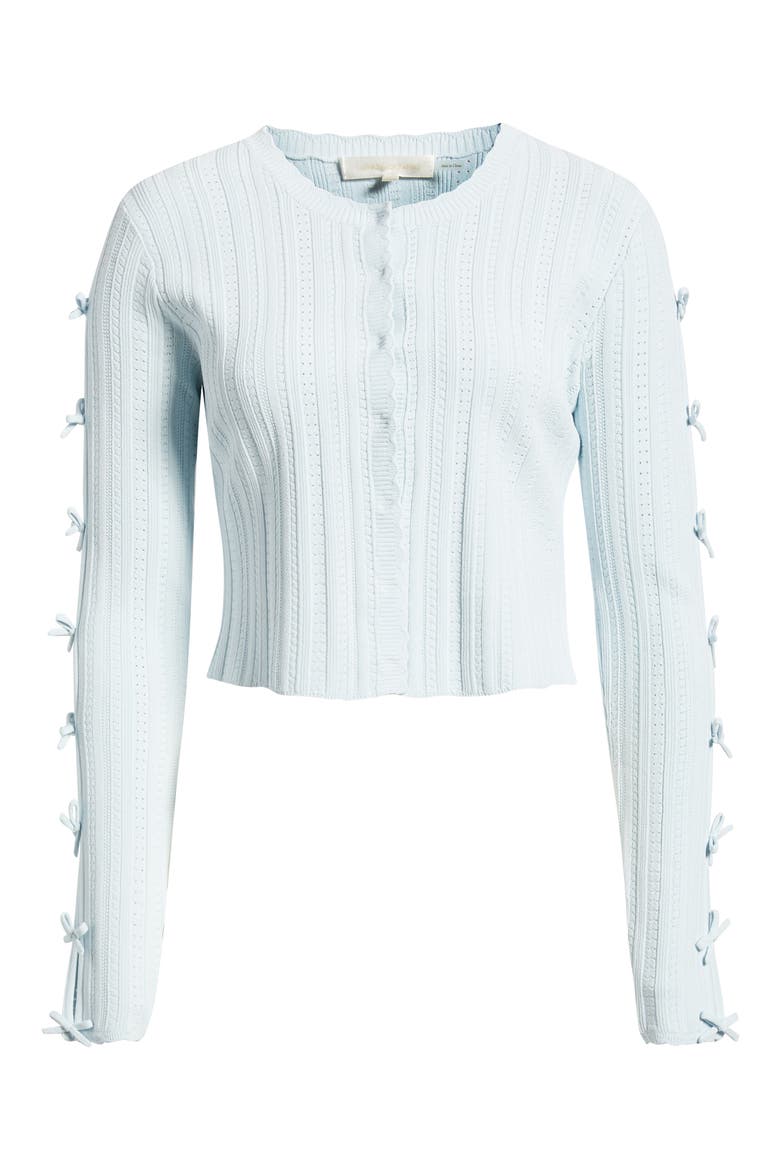 Zoriah Pointelle Tie Sleeve Cardigan, Alternate, color, ICICLE BLUE