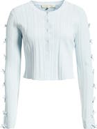 LoveShackFancy Zoriah Pointelle Tie Sleeve Cardigan