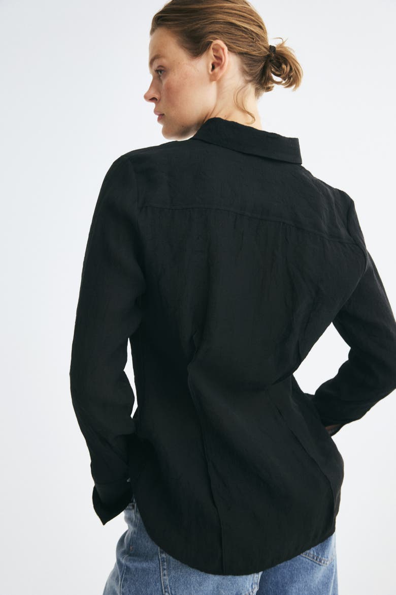 Crinkled Lyocell-blend Shirt, Alternate, color, Black
