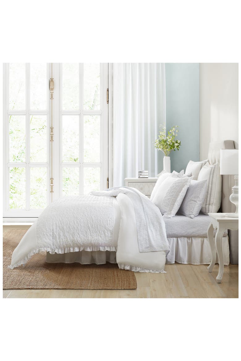 Eyelet Ruffle Microfiber Comforter & Sham 3-Piece Set, Alternate, color, WHITE