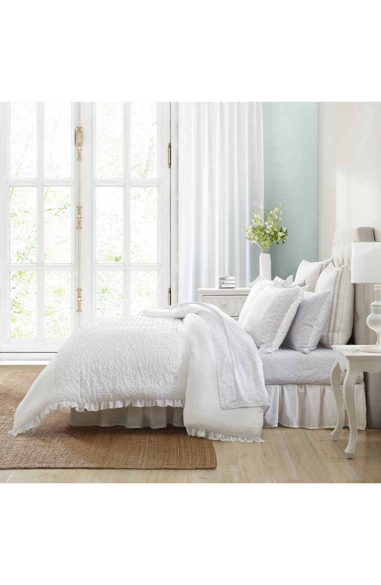 Laura Ashley Eyelet Ruffle Microfiber Comforter & Sham 3-Piece Set, Alternate, color, White