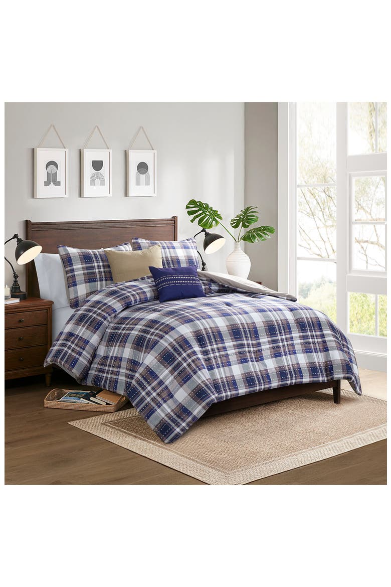 5-Piece Comforter Set, Main, color, BLUE/ TAN