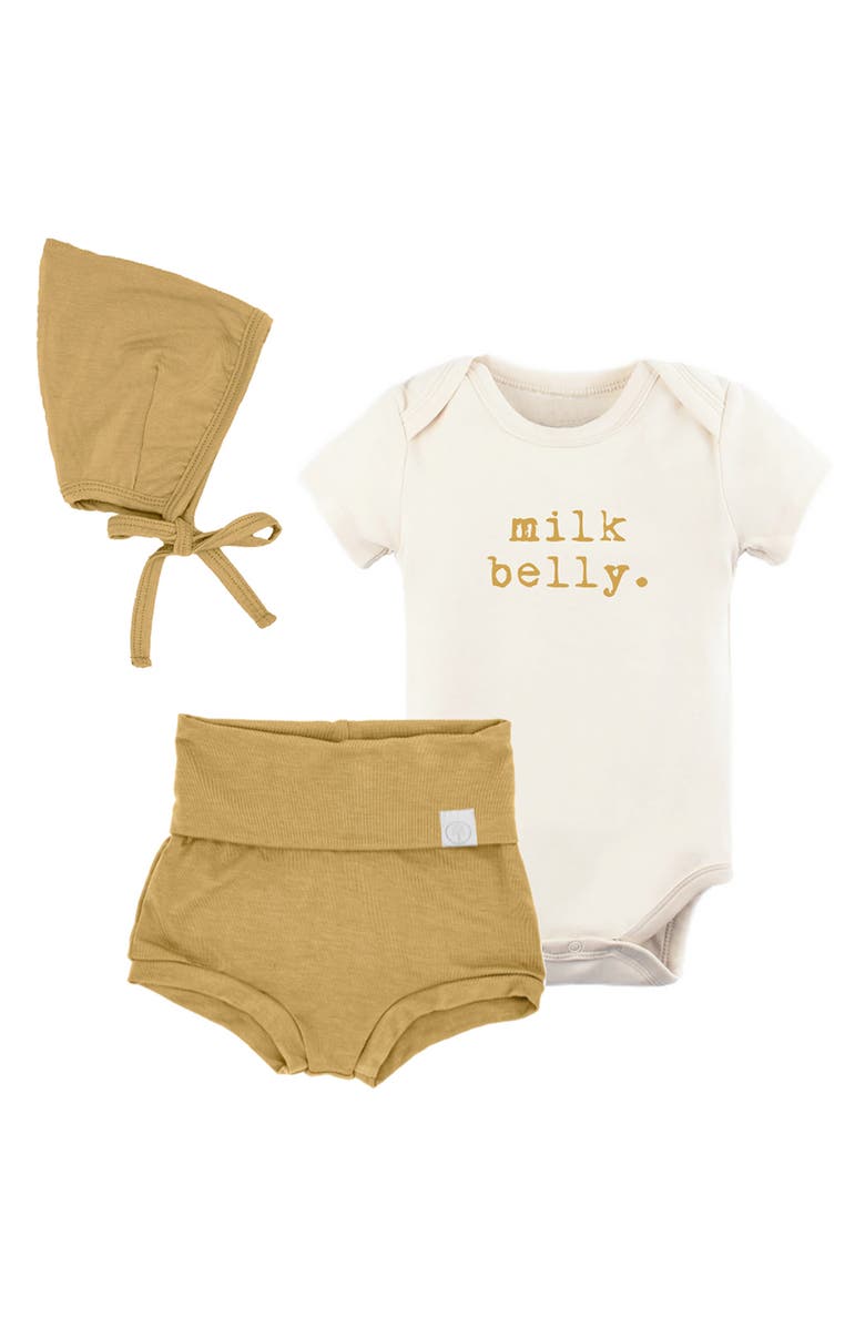 Tenth & Pine Milk Belly Bodysuit, Pants & Bonnet Set, Main, color, 