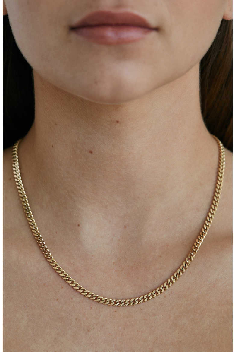 Capri Curb Chain Necklace, Alternate, color, Gold