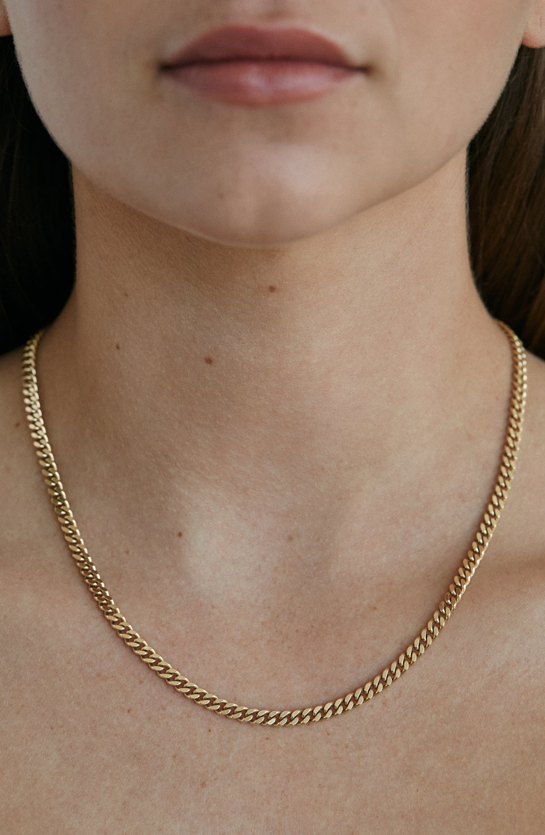 Kinn Capri Curb Chain Necklace, Alternate, color, Gold